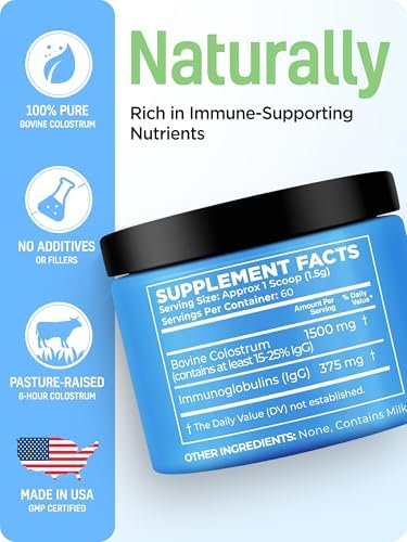 Polvo de Calostro Bovino para Hombres y Mujeres, Fuente de IgG e IgA, Calostro Puro Alimentado con Pasto para Salud Digestiva, Soporte Inmunológico, - imagen 4