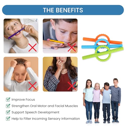 Juguetes de Masticar Sensoriales para Niños, Adolescentes y Adultos, Paquete de 3 Tubos para Autismo, TDAH y Necesidades Orales Especiales - imagen 2