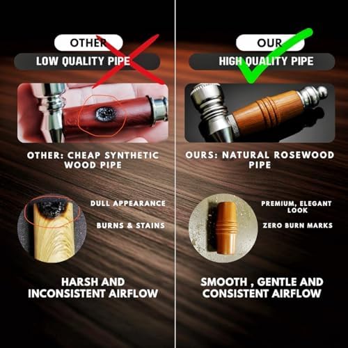 Set de 2 Pipas de Madera para Tabaco – Pipas de Grano de Madera Premium de 3 Pulgadas con Limpiador, Kit de Accesorios para Fumar y Regalar - imagen 3