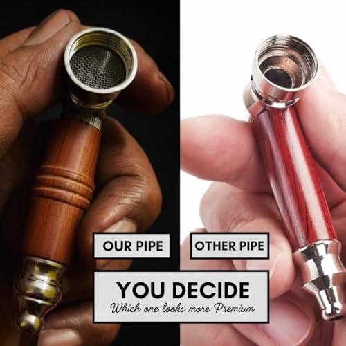 Set de 2 Pipas de Madera para Tabaco – Pipas de Grano de Madera Premium de 3 Pulgadas con Limpiador, Kit de Accesorios para Fumar y Regalar - imagen 4