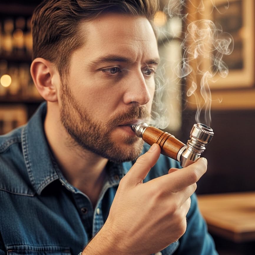 Set de 2 Pipas de Madera para Tabaco – Pipas de Grano de Madera Premium de 3 Pulgadas con Limpiador, Kit de Accesorios para Fumar y Regalar - imagen 7