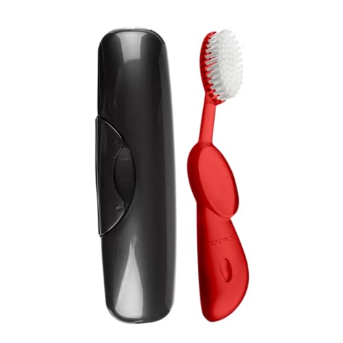 Cepillo de Dientes RADIUS Original Big Brush, Libre de BPA y Aceptado por la ADA, Mano Derecha, Cepillo Rojo y Estuche Negro - imagen 3