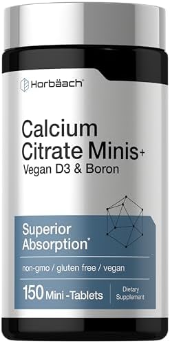 Calcio Citrato con Vitamina D3 y Boro de Horbäach | 150 Tabletas | Suplemento Vegano, Sin OGM y Libre de Gluten para Hombres y Mujeres - imagen 1