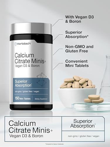 Calcio Citrato con Vitamina D3 y Boro de Horbäach | 150 Tabletas | Suplemento Vegano, Sin OGM y Libre de Gluten para Hombres y Mujeres - imagen 4