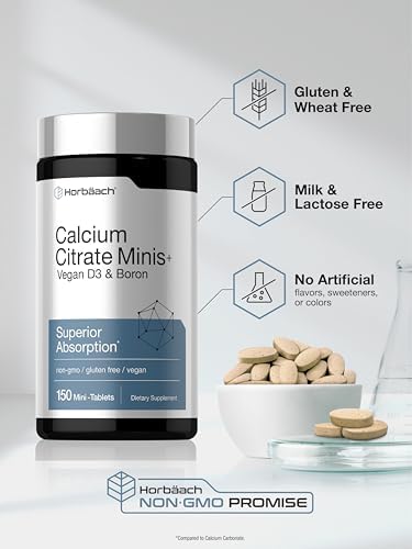 Calcio Citrato con Vitamina D3 y Boro de Horbäach | 150 Tabletas | Suplemento Vegano, Sin OGM y Libre de Gluten para Hombres y Mujeres - imagen 5