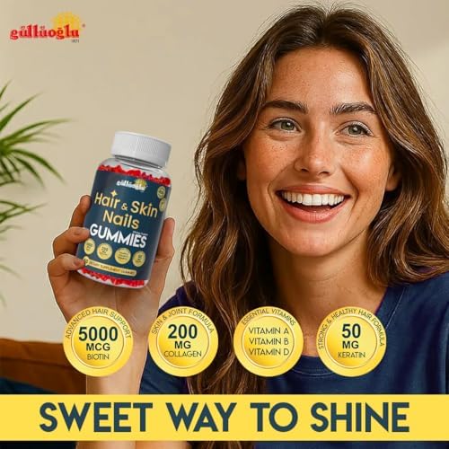 Gomitas SINCE 1871 GÜLLÜOGLU para Cabello, Piel y Uñas – Biotina 5000 mcg, Colágeno 200 mg y Queratina 50 mg – con MSM, Bambú y Vitaminas A, C, D, E - imagen 6