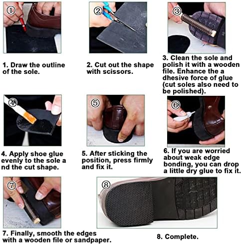 DUTWROY Almohadilla de Reparación de Suela de 2.2MM para Zapatos, Material de Goma Negro para Reparar Calzado de Hombre y Mujer - imagen 5
