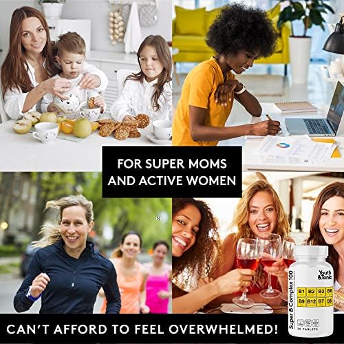 Youth & Tonic Super B Complex B-100 con Colina, Inositol y PABA – Alta Potencia B1, B2, B3, B5, B6, Biotina y B12 – Energía, Claridad Mental, Estrés - imagen 5