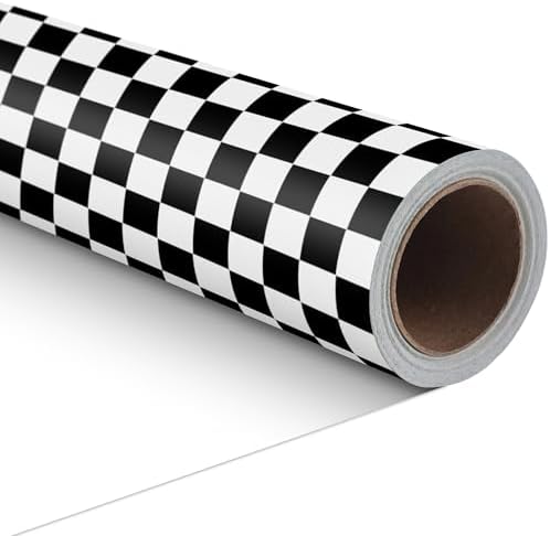 Papel de Regalo ZINTBIAL con Diseño de Bandera a Cuadros - Envoltura para Regalos de Autos de Carreras, Cumpleaños de Niños, Baby Shower - 17 - imagen 1
