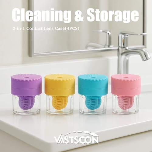 Estuche para Lentes de Contacto Vastsoon, Lavadora Manual 2 en 1, Contenedor Portátil para Viajes y Uso Diario (4 Colores) - imagen 2