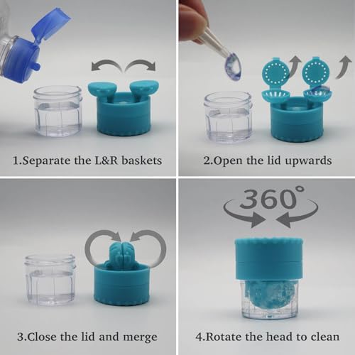 Estuche para Lentes de Contacto Vastsoon, Lavadora Manual 2 en 1, Contenedor Portátil para Viajes y Uso Diario (4 Colores) - imagen 6