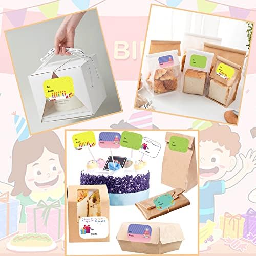 Etiquetas de Regalo de Cumpleaños - 300 Piezas de Stickers de 1.5 x 2 Pulgadas con 6 Diseños para Fiestas, Regalos y Celebraciones - imagen 4