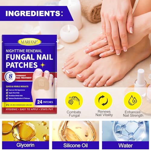 Tratamiento para Hongos en Uñas de Pies Extra Fuerte - 24 Piezas de Parche Nocturno para Uñas Afectadas, Reparación y Cuidado de Uñas Dañadas - imagen 3
