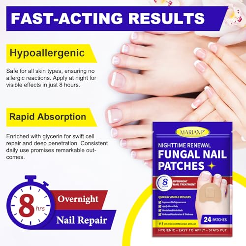 Tratamiento para Hongos en Uñas de Pies Extra Fuerte - 24 Piezas de Parche Nocturno para Uñas Afectadas, Reparación y Cuidado de Uñas Dañadas - imagen 6