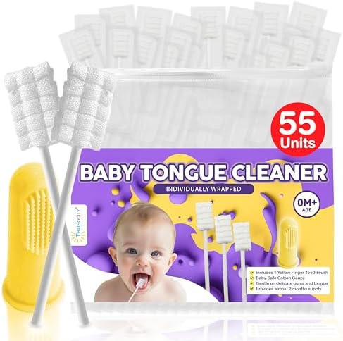 Limpiador de Lengua para Bebés Trueocity – Limpiador Oral Suave para Recién Nacidos, Higiene Bucal para Bebés de 0-3 Meses, Paquete de 55 Unidades - imagen 1