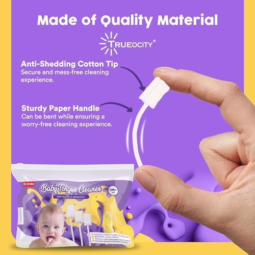 Limpiador de Lengua para Bebés Trueocity – Limpiador Oral Suave para Recién Nacidos, Higiene Bucal para Bebés de 0-3 Meses, Paquete de 55 Unidades - imagen 8