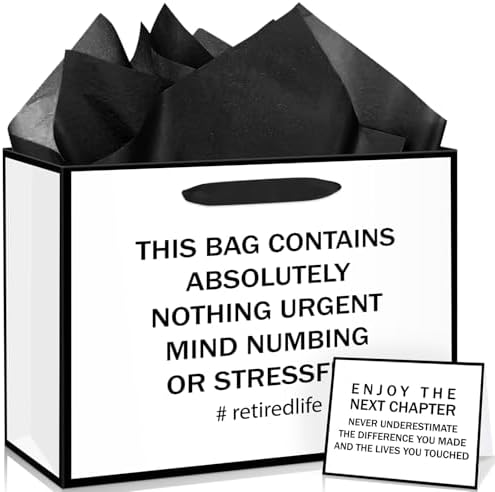 Bolsas de Regalo para Jubilación en Blanco y Negro con Papel de Seda y Tarjeta - Decoraciones para Fiesta de Despedida y Regalos para Hombres y - imagen 1