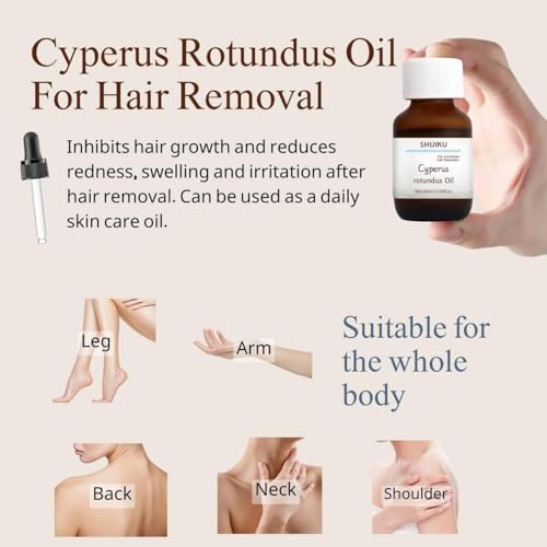 Aceite de Cyperus Rotundus para Depilación 2 PAQUETES – 100% Puro Aceite Natural de Ciprés – Extracto Herbal Orgánico para Piel Suave, Reducción de - imagen 6