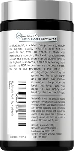 Suplemento de Ácido Hialurónico Horbäach | 100mg | 120 Cápsulas | Sin OGM, Libre de Gluten - imagen 3