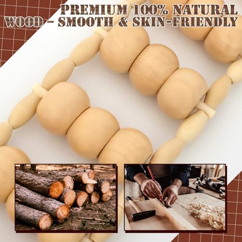 Herramientas de Masaje de Madera HTHLNG, Rodillo de Espalda de Madera – Kit de Maderoterapia con Rodillo de Masaje para Alivio de Tejido Profundo - imagen 5