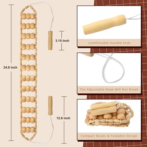 Herramientas de Masaje de Madera HTHLNG, Rodillo de Espalda de Madera – Kit de Maderoterapia con Rodillo de Masaje para Alivio de Tejido Profundo - imagen 6