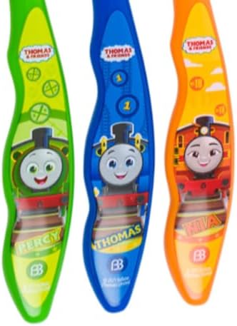 Cepillos de Dientes Brush Buddies Thomas & Friends para Niños, Paquete de 3, Suaves, Cabeza Pequeña y Agarre Fácil, Diseños Divertidos de Trenes, - imagen 3