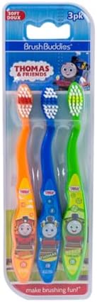 Cepillos de Dientes Brush Buddies Thomas & Friends para Niños, Paquete de 3, Suaves, Cabeza Pequeña y Agarre Fácil, Diseños Divertidos de Trenes, - imagen 4