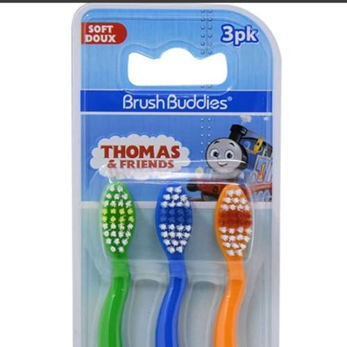 Cepillos de Dientes Brush Buddies Thomas & Friends para Niños, Paquete de 3, Suaves, Cabeza Pequeña y Agarre Fácil, Diseños Divertidos de Trenes, - imagen 5