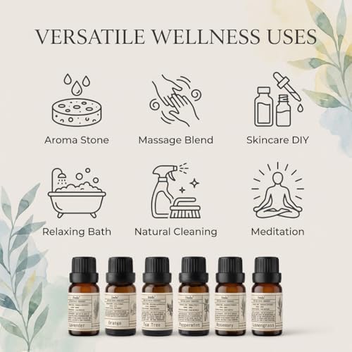 Set de Aceites Esenciales Naturales Firitalia - Aromas Puros para el Bienestar: Lavanda, Menta, Romero, Hierba de Limón, Naranja, Árbol de Té - 10ml - imagen 5