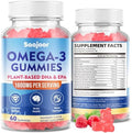 Gomitas Veganas Omega-3 de 1000mg para Adultos - Suplemento Sin Azúcar con 400mg de DHA y 600mg de EPA, Vitaminas A, C, E y Zinc - 60 Unidades - imagen 1