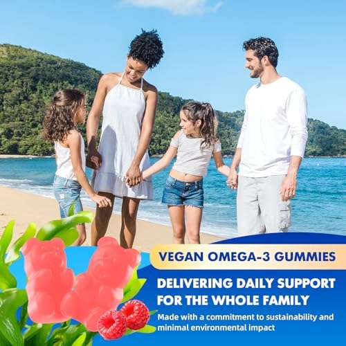 Gomitas Veganas Omega-3 de 1000mg para Adultos - Suplemento Sin Azúcar con 400mg de DHA y 600mg de EPA, Vitaminas A, C, E y Zinc - 60 Unidades - imagen 7