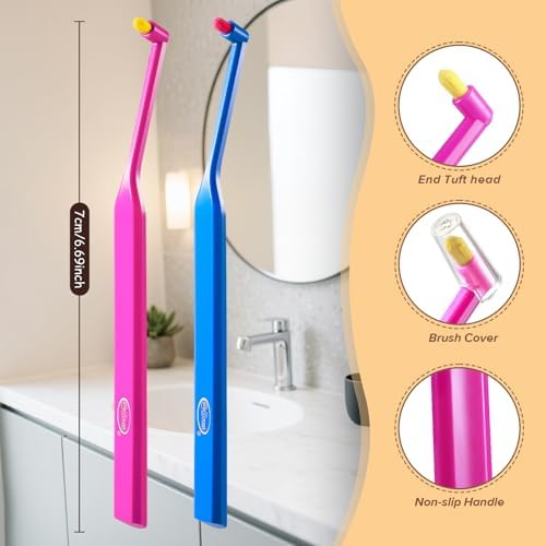 Cepillo Dental B Rush® Pequeño con Cabeza Ortodóntica - Cepillo de Punta Única para Brackets, Pack de 5 para Limpieza Detallada - imagen 5