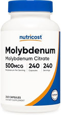 Suplemento de Molibdeno Nutricost (500mcg) 240 Cápsulas - Citrato de Molibdeno, Vegano, Sin OGM, Sin Gluten - imagen 1