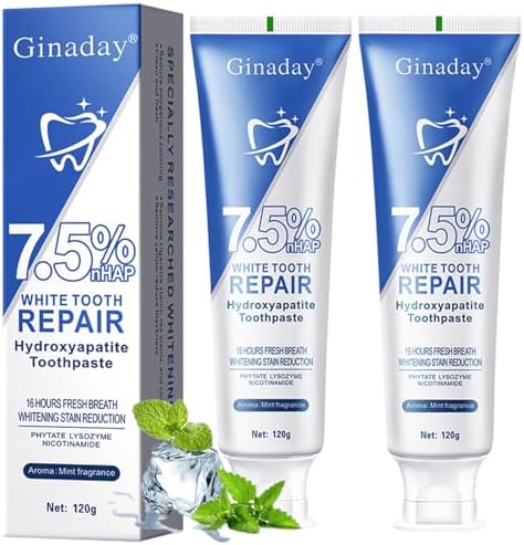 Pasta de Dientes Hydroxyapatite en Paquete de 2 para Protección del Esmalte y Fortalecimiento Dental, Sin Flúor, Sabor Menta Suave, Aliento Fresco - imagen 1