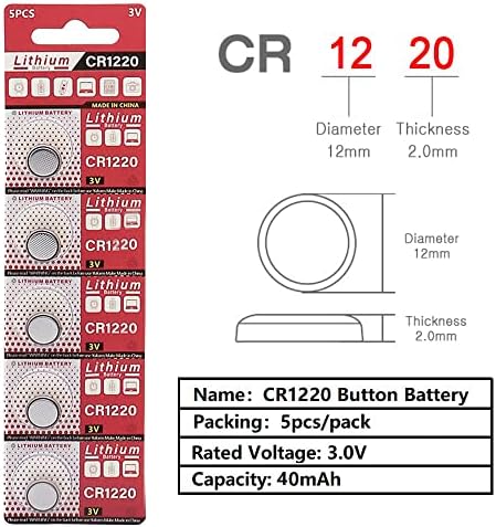 Baterías de botón Cotchear 5pcs CR1220 3V de Litio DL1220 LM1220 ECR1220 para Reloj y Control Remoto - imagen 4