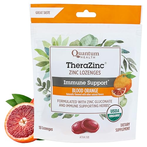 Lozenges de Zinc TheraZinc de Quantum Health, Orgánicos USDA, Naranja Sangre, 18 piezas, Apoyo al Sistema Inmunológico, Envueltos Individualmente. - imagen 6