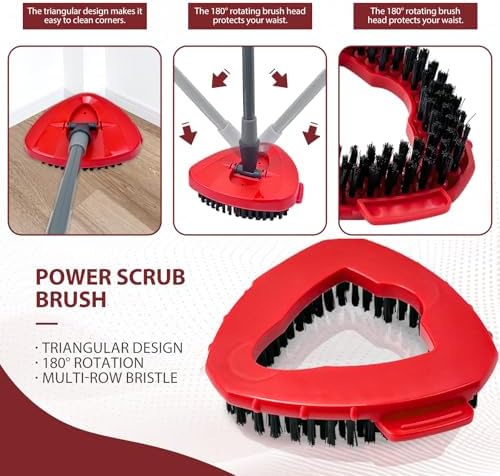 Cabezal de Cepillo para Mop de Giro, Fregador Triangular con Cerdas Duras para Baño, Cocina, Tina, Azulejos y Pisos - imagen 4
