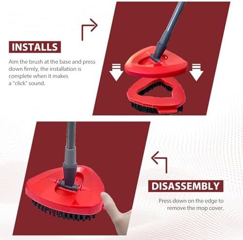 Cabezal de Cepillo para Mop de Giro, Fregador Triangular con Cerdas Duras para Baño, Cocina, Tina, Azulejos y Pisos - imagen 5