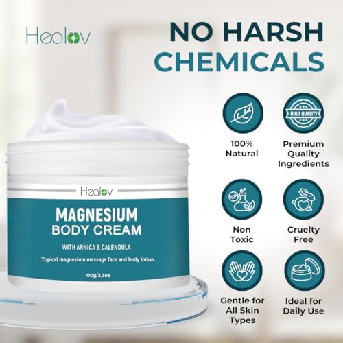 Loción de Magnesio – Crema Suave para Relajación, Mejor Sueño, Salud Muscular y Cuidado de Piernas y Articulaciones – Mantequilla de Lavanda para - imagen 4