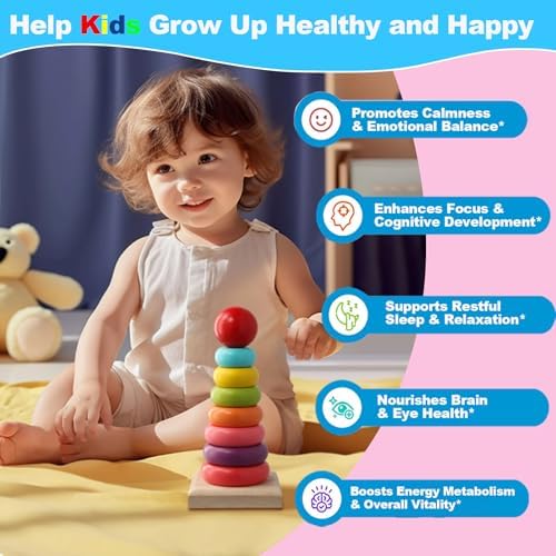 BIGBIO Azafrán para Niños, Extracto de Azafrán, Magnesio Glicinato, Omega-3, L-Teanina, Albahaca Sagrada, Romero, B6, D3 para Calma, Concentración, - imagen 4