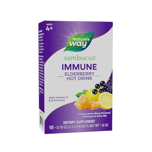 Mezcla Caliente de Saúco Sambucus de Nature's Way con Vitamina C y Equinácea, Sabor Miel Limón-Berry, 10 Paquetes (El Empaque Puede Variar) - imagen 2