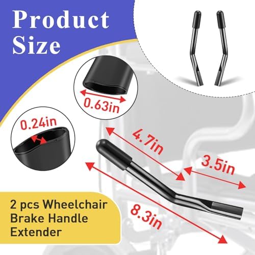 Extensores de Freno para Silla de Ruedas, 2 Piezas de 8.3 Pulgadas, Accesorios Negros para Personas Mayores y Discapacitados - imagen 3