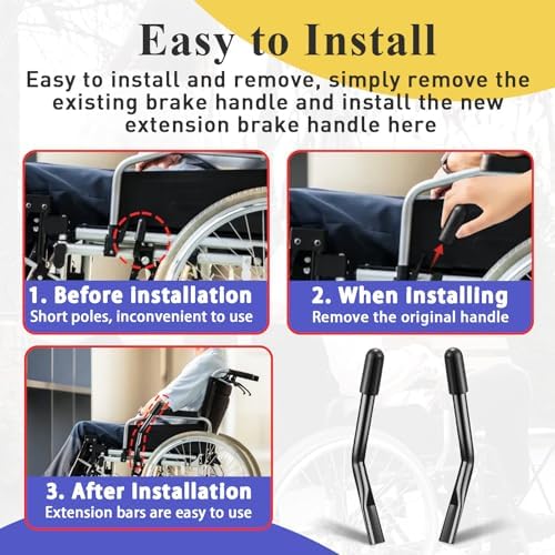 Extensores de Freno para Silla de Ruedas, 2 Piezas de 8.3 Pulgadas, Accesorios Negros para Personas Mayores y Discapacitados - imagen 5