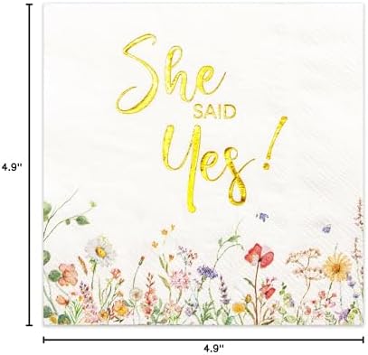 Servilletas de Compromiso Crisky de 3 Capas con Floral en Foil Dorado, 50 Piezas Desechables para Fiesta de Despedida de Soltera/Compromiso/Baby - imagen 8
