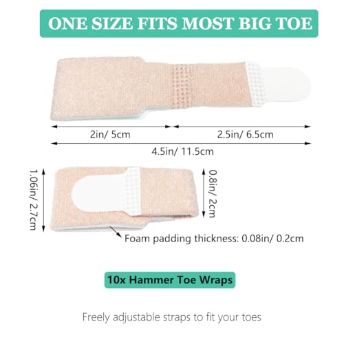 Corrector de Dedos en Martillo (Paquete de 10), Vendajes para Dedo Roto con Almohadillas Suaves para Alivio del Dolor en Mujeres y Hombres, - imagen 4