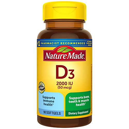 Nature Made Vitamina D3, 90 Softgels, 2000 IU (50 mcg) para Apoyar la Salud Inmunológica, Huesos Fuertes y Función Muscular, 250% del Valor Diario en - imagen 4