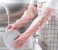 Guantes de Limpieza ITISMUNGO para Lavado de Platos, Resistentes al Agua y Desgarro, con Puños Largos, Rosa con Encaje, Ideal para Cocina y Jardinería - imagen 1