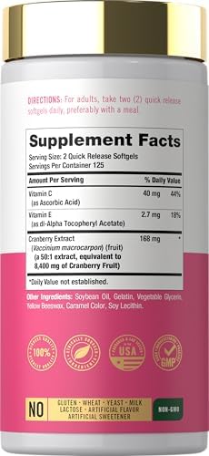 Píldoras de Arándano Carlyle para Mujeres | 250 Softgels | Suplemento Concentrado con Vitaminas C y E | Sin OGM, Libre de Gluten | Para Ella - imagen 2