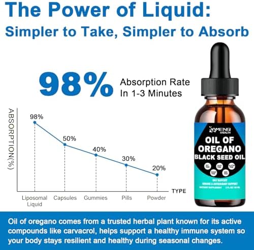Aceite de Orégano con Aceite de Semilla Negra - Aceite Orgánico de Orégano 300mg en Gotas con Saúco y Hoja de Olivo para Salud Inmunológica, - imagen 6