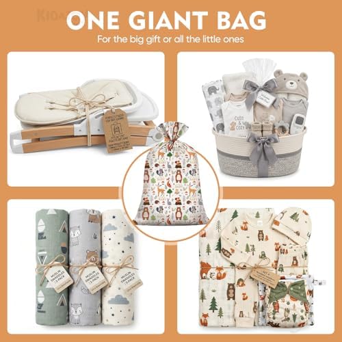 KIDAJOY 1 Pz Bolsa de Regalo Extra Grande de Bosque para Baby Shower - 56 * 36 Pulgadas, Jumbo Animales del Bosque, Fiestas de Bebés Niñas y Niños - imagen 4
